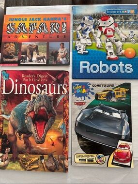 Kids Activity Book Bundle - Dinosaurs, Robots, Safari & Cars Coloring book